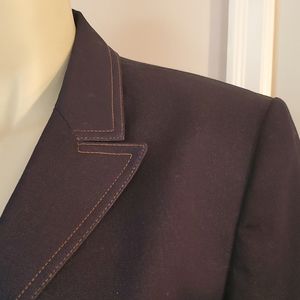 Tahari denim and wool topstitxhed jacket.